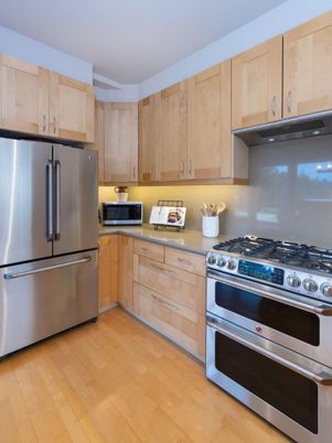 Interior, Kitchen, Stainless Steel Appliances, Wood Texture Flooring