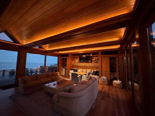 Interior, Living room, Water, Wooden Beams, Wooden Ceilings, Wood Texture Flooring, Wooden Walls