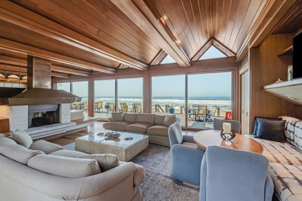 Fireplace, Interior, Living room, Water, Wooden Beams, Wooden Ceilings, Wood Texture Flooring, Wooden Walls