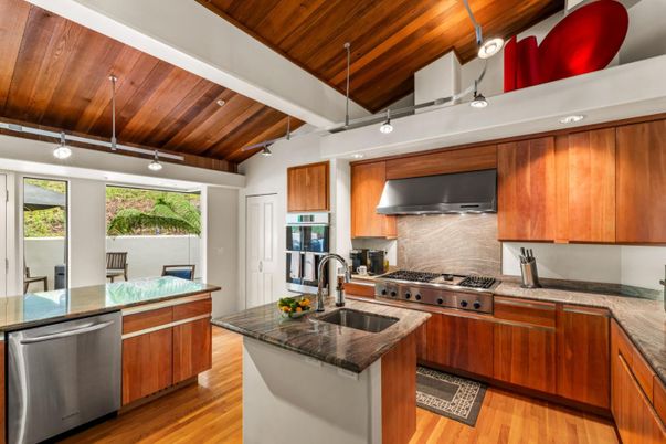 Interior, Kitchen, Stainless Steel Appliances, Wooden Beams, Wooden Ceilings, Wood Texture Flooring