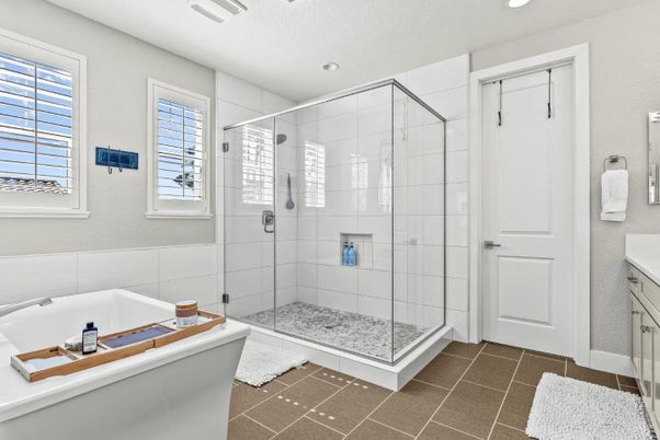 Bathroom, Glass Shower, Interior, Recessed Lighting