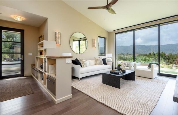 Interior, Living room, Recessed Lighting, Wood Texture Flooring