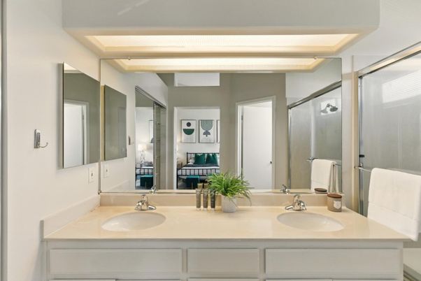 Bathroom, Dual Sink Vanities, Glass Shower, Interior