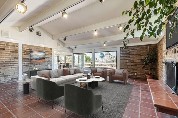 Interior, Living room, Stone Walls