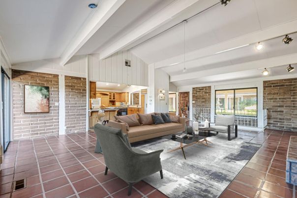 Interior, Kitchen, Living room, Pendant Lights, Stone Walls