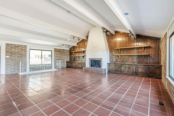 Empty room, Fireplace, Interior, Stone Walls, Wooden Walls