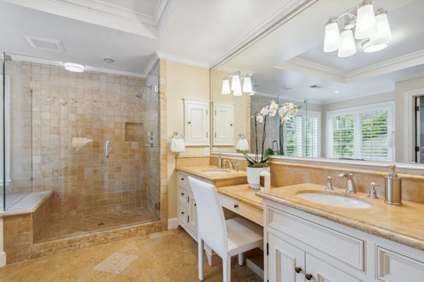 Bathroom, Glass Shower, Interior, Recessed Lighting