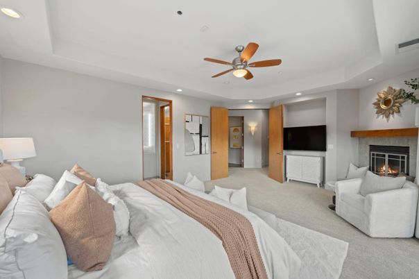 Bedroom, Fireplace, Interior, Recessed Lighting