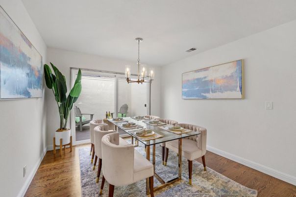Chandelier, Dining room, Interior, Pendant Lights, Wood Texture Flooring