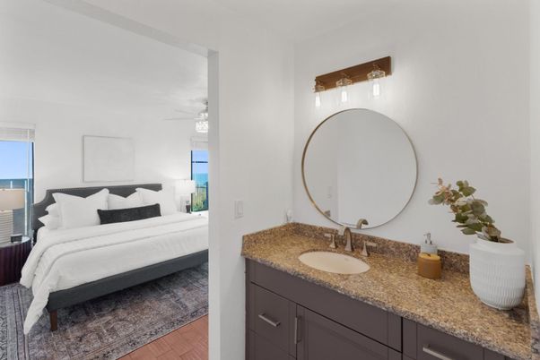 Bathroom, Bedroom, Dual Sink Vanities, Interior, Water, Wood Texture Flooring