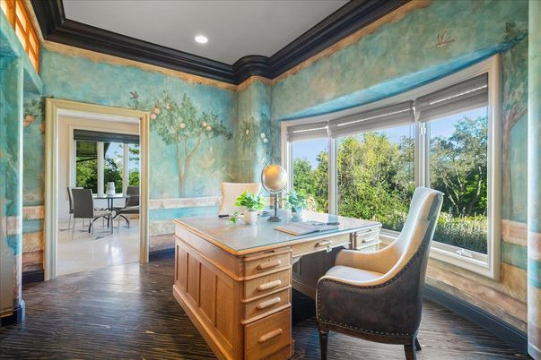 Home Office, Interior, Recessed Lighting, Wood Texture Flooring