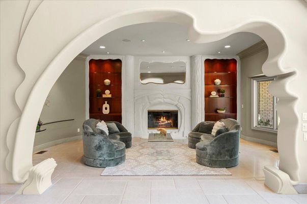 Fireplace, Interior, Living room, Recessed Lighting