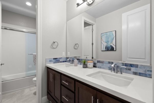Bathroom, Dual Sink Vanities, Glass Shower, Interior, Recessed Lighting