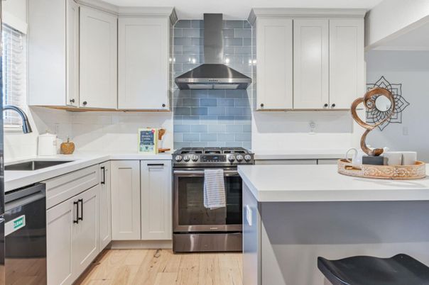 Interior, Kitchen, Stainless Steel Appliances, Wood Texture Flooring