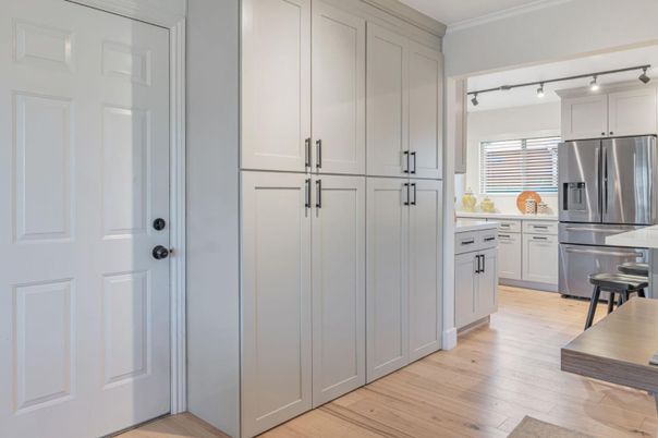 Interior, Kitchen, Stainless Steel Appliances, Wood Texture Flooring