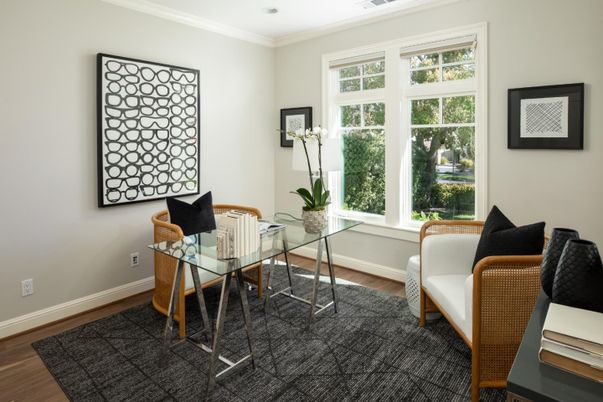 Home Office, Interior, Recessed Lighting, Wood Texture Flooring