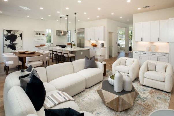 Dining room, Interior, Kitchen, Living room, Pendant Lights, Recessed Lighting, Stainless Steel Appliances, Wood Texture Flooring