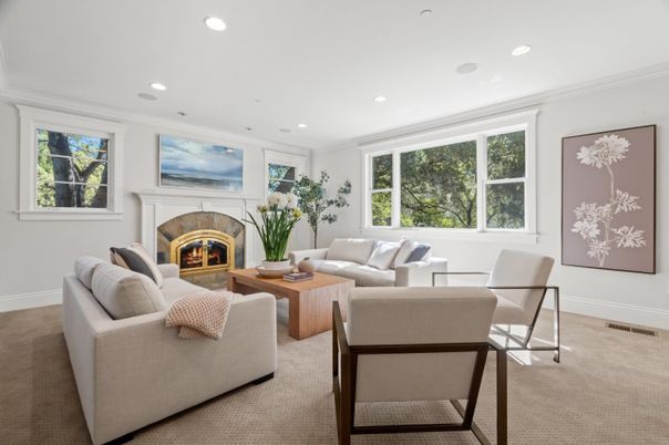 Fireplace, Interior, Living room, Recessed Lighting