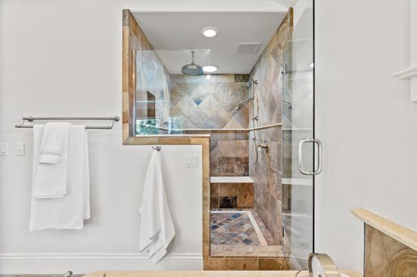 Bathroom, Glass Shower, Interior, Recessed Lighting