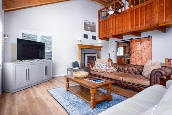 Fireplace, Interior, Living room, Wooden Beams, Wood Texture Flooring