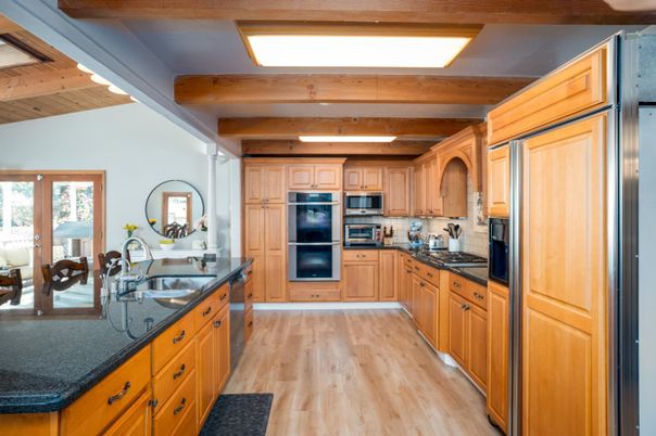 Interior, Kitchen, Stainless Steel Appliances, Wooden Beams, Wooden Ceilings, Wood Texture Flooring