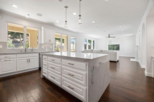 Interior, Kitchen, Pendant Lights, Recessed Lighting, Wood Texture Flooring