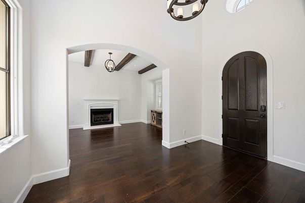 Fireplace, Interior, Pendant Lights, Wooden Beams, Wood Texture Flooring