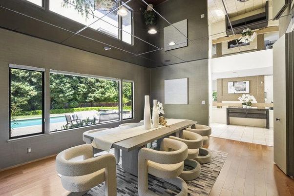 Dining room, Interior, Wood Texture Flooring