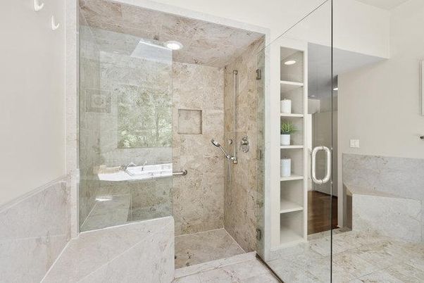Bathroom, Glass Shower, Interior, Recessed Lighting