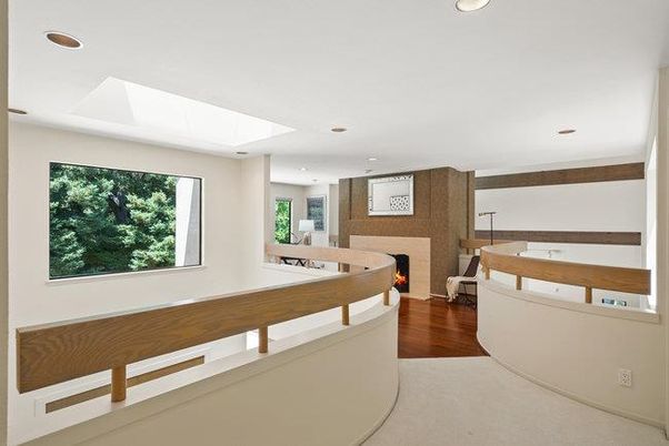 Fireplace, Interior, Recessed Lighting, Wood Texture Flooring