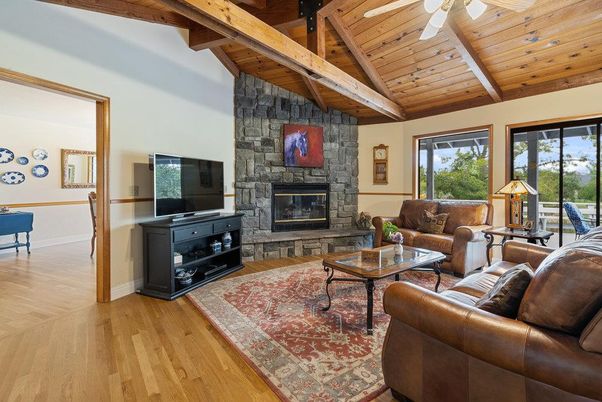 Fireplace, Interior, Living room, Stone Walls, Wooden Beams, Wooden Ceilings, Wood Texture Flooring