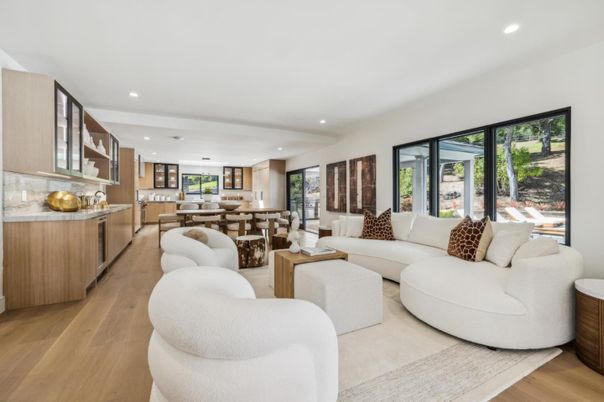 Dining room, Interior, Kitchen, Living room, Pendant Lights, Recessed Lighting, Wood Texture Flooring