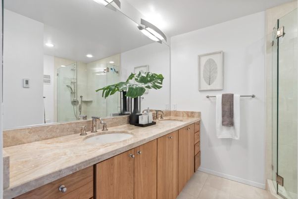 Bathroom, Dual Sink Vanities, Glass Shower, Interior, Recessed Lighting