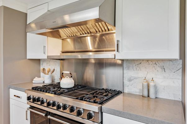 Interior, Kitchen, Marble Walls, Stainless Steel Appliances