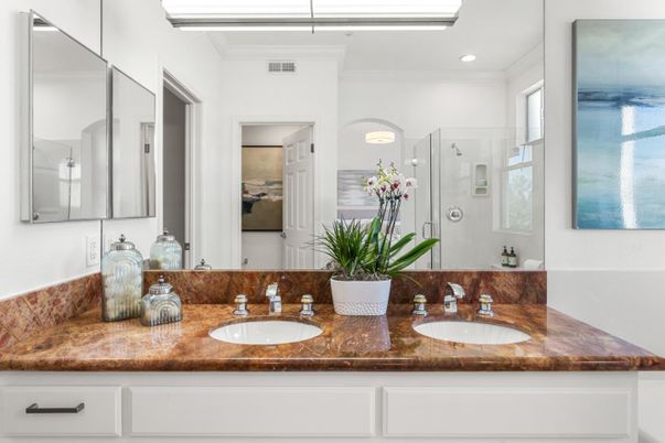 Bathroom, Dual Sink Vanities, Glass Shower, Interior, Recessed Lighting