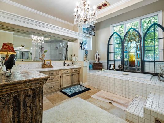 Bathroom, Chandelier, Interior