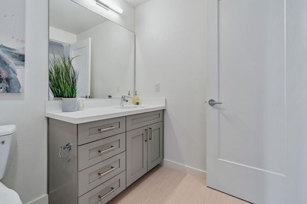 Bathroom, Dual Sink Vanities, Interior, Wood Texture Flooring