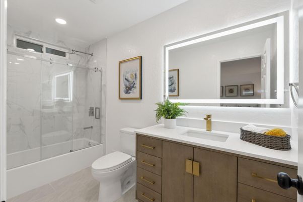 Bathroom, Glass Shower, Interior, Marble Walls, Recessed Lighting