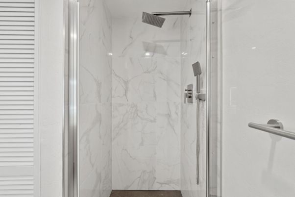 Bathroom, Glass Shower, Interior, Marble Walls