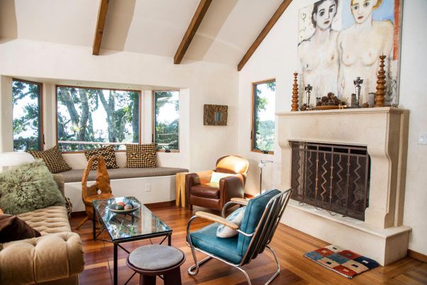 Fireplace, Interior, Living room, Wooden Beams, Wood Texture Flooring