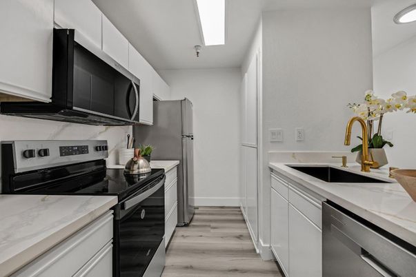 Interior, Kitchen, Stainless Steel Appliances, Wood Texture Flooring