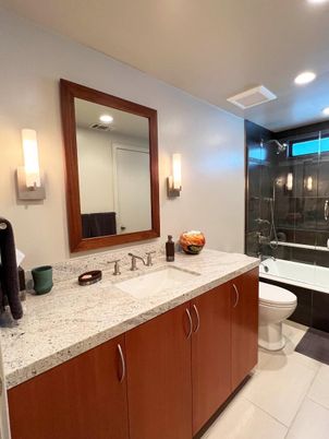 Bathroom, Dual Sink Vanities, Glass Shower, Interior, Recessed Lighting