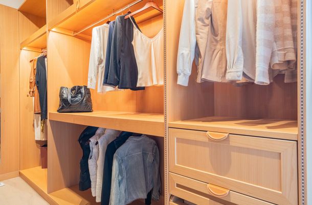 Interior, Walk-in Closets, Wood Texture Flooring
