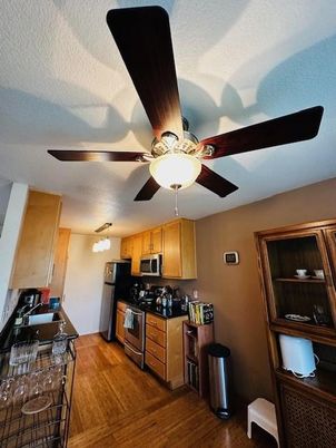 Interior, Kitchen, Stainless Steel Appliances, Wood Texture Flooring