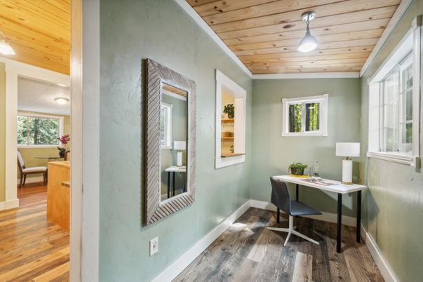 Home Office, Interior, Wooden Ceilings, Wood Texture Flooring