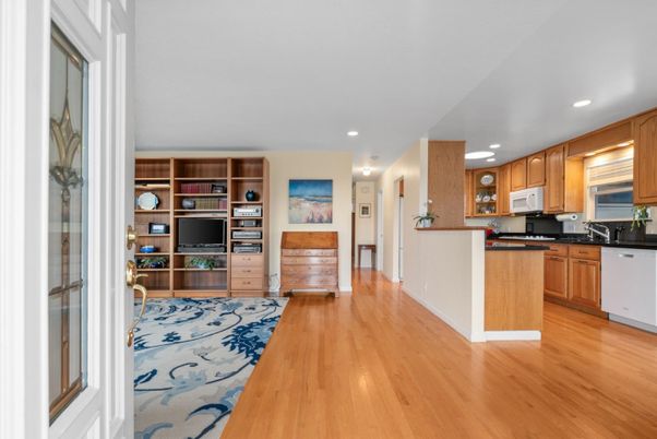 Interior, Kitchen, Recessed Lighting, Wood Texture Flooring