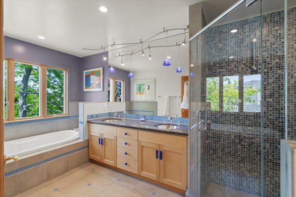 Bathroom, Glass Shower, Interior, Pendant Lights, Recessed Lighting