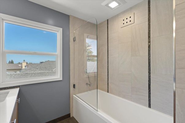 Bathroom, Glass Shower, Interior, Recessed Lighting