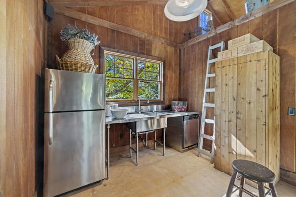 Interior, Kitchen, Stainless Steel Appliances, Wooden Walls