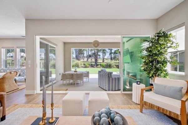 Dining room, Interior, Living room, Pendant Lights, Recessed Lighting, Wood Texture Flooring